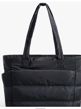 Black Quilted Puffer Shoulder Tote